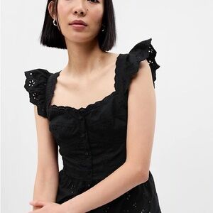 GAP Black Eyelet Ruffle Dress